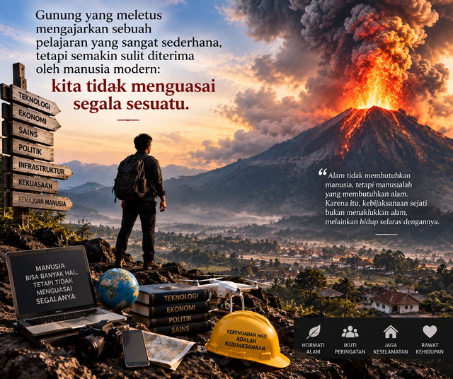 Ilustrasi Gunung Meletus (Foto: ChatGPT/Pormadi)