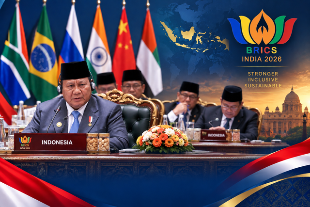 Foto: Presiden Prabowo Subianto saat menghadiri KTT BRICS di New Delhi. (Diolah Oleh Penulis)