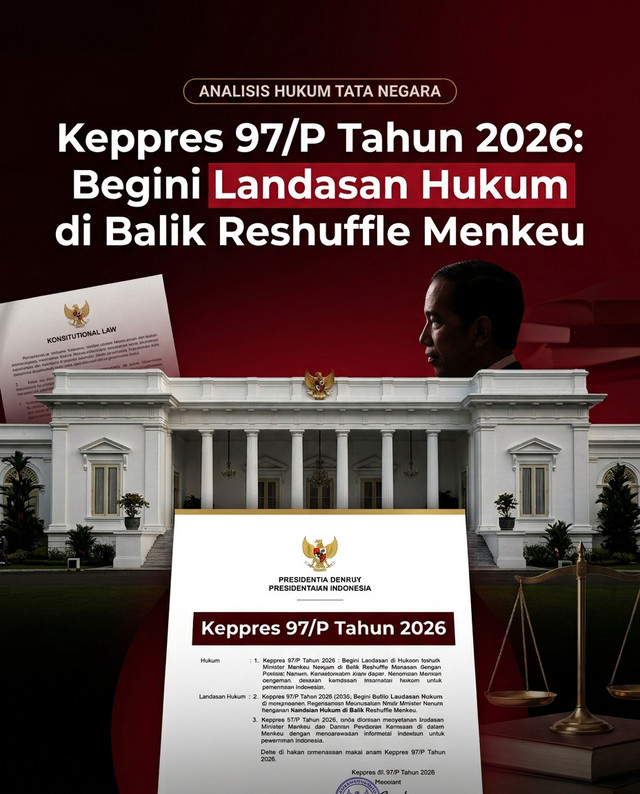 Ilustrasi Keppres 97/P Tahun 2026 terkait pergantian Menteri Keuangan. Visual dibuat dengan bantuan Gemini AI