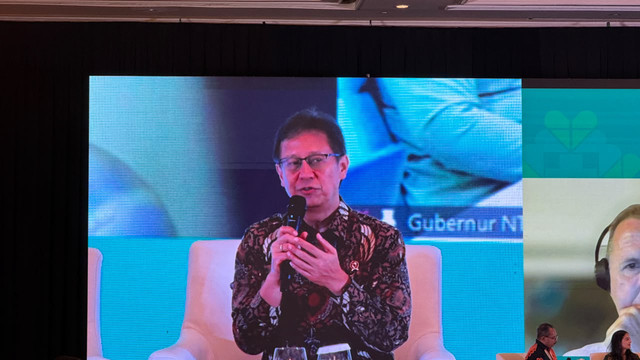 Menteri Kesehatan Budi Gunadi Sadikin dalam agenda Indonesia Health Partners Meeting (IHPM) ke-4 tahun 2026 di Hotel Shangri-La, Jakarta Pusat, Selasa (15/9/2026). Foto: Zahira Hilman/kumparan
