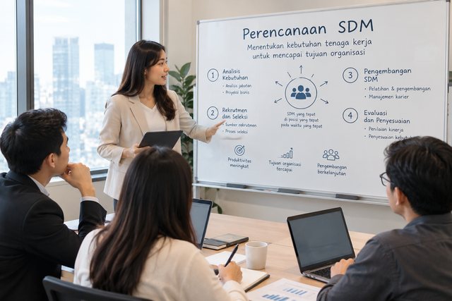 Gambar 1. Ilustrasi Perencanaan SDM dalam Organisasi
‎Sumber: Ilustrasi dibuat menggunakan Artificial Intelligence (AI), 2026.