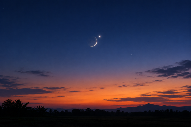 Ilustrasi Venus Seolah Berada di Cekungan Bulan (Sumber Gambar: AI Image Generator)