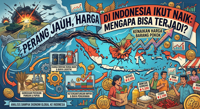 Ilustrasi Perang Jauh, Harga di Indonesia Ikut Naik: Mengapa Bisa Terjadi?. Gambar ini dibuat dengan bantuan AI.