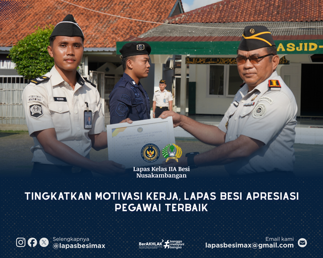 Tingkatkan Motivasi Kerja, Lapas Besi Apresiasi Pegawai Terbaik