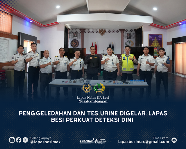 Penggeledahan dan Tes Urine Digelar, Lapas Besi Perkuat Deteksi Dini