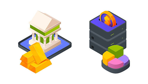 Ilustrasi: konsep investasi dan bisnis dengan ikon kekayaan serta perbankan. Foto: Sensvector/iStock.