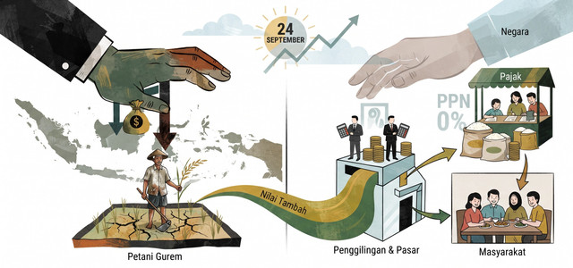 Pajak Hadir Memeluk Kesejahteraan di Hari Tani. Ilustrasi: Gemini AI