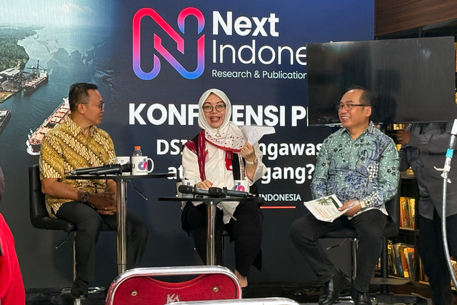 Diskusi publik bertajuk DSI Jadi Pengawas atau Pedagang? yang digelar NEXT Indonesia Center di Jakarta, Kamis (17/9/2026). Foto: Nur Pangesti/kumparan