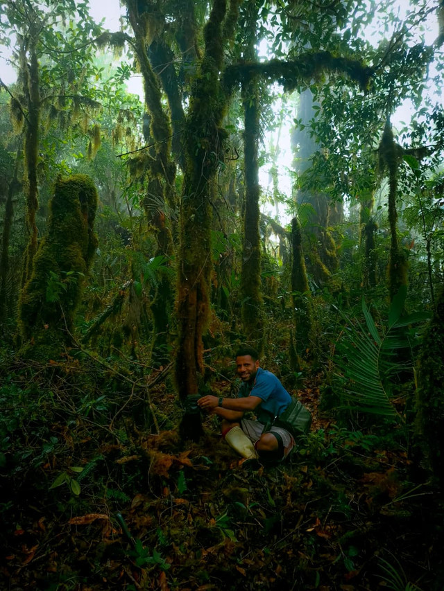 Jef saat melakukan kegiatan penelitian di Gunung Cycloop. Foto: Dokumentasi Jeff Wonda