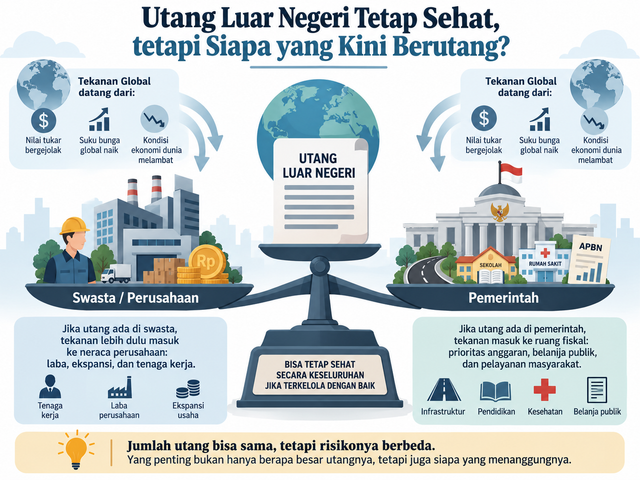 Ilustrasi pengaruh Utang Luar Negeri terhadap pemerintah dan swasta. Foto generated by AI