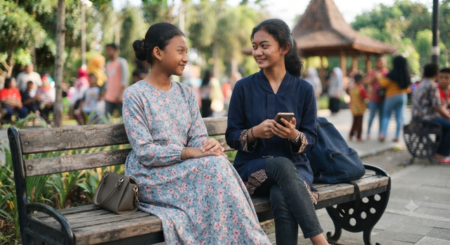 Ilustrasi dua anak perempuan usia sekolah. Kasus pernikahan anak di bawah umur masih menjadi tantangan hukum dan sosial yang kompleks di Indonesia. Foto: Gemini Image