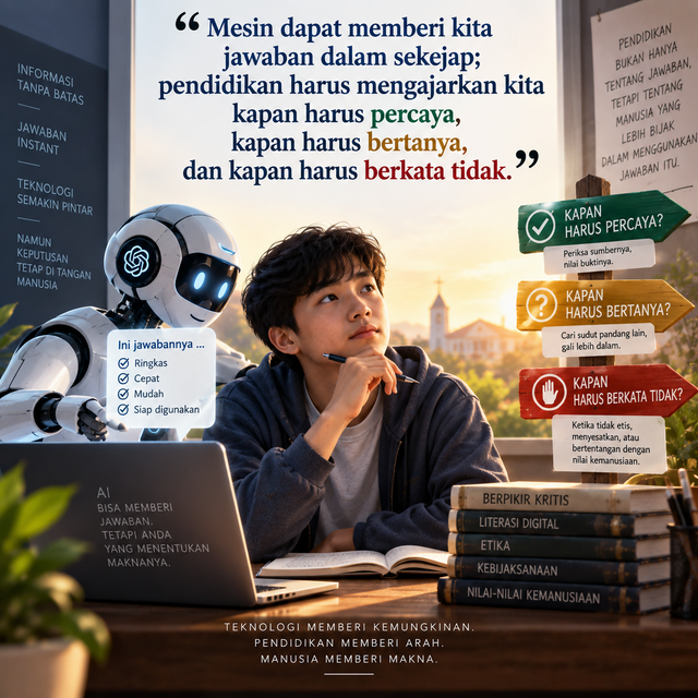 Ilustrasi belajar bersama AI (Foto: chatGPT/Pormadi)