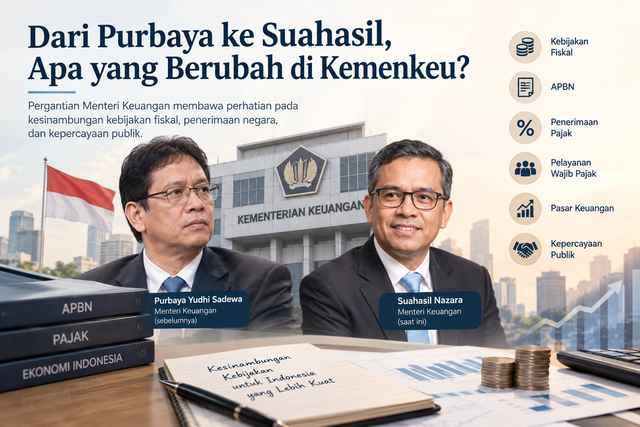 Ilustrasi: Pergantian Menteri Keuangan membuka perhatian baru terhadap kesinambungan APBN, kebijakan pajak, dan kepastian ekonomi : Generated AI