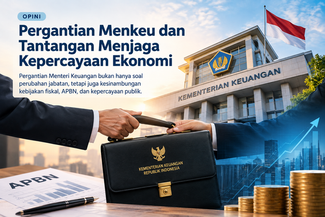 Ilustrasi: Pergantian Menteri Keuangan bukan hanya soal perubahan jabatan, tetapi juga kesinambungan kebijakan fiskal, APBN, dan kepercayaan publik : Generated AI