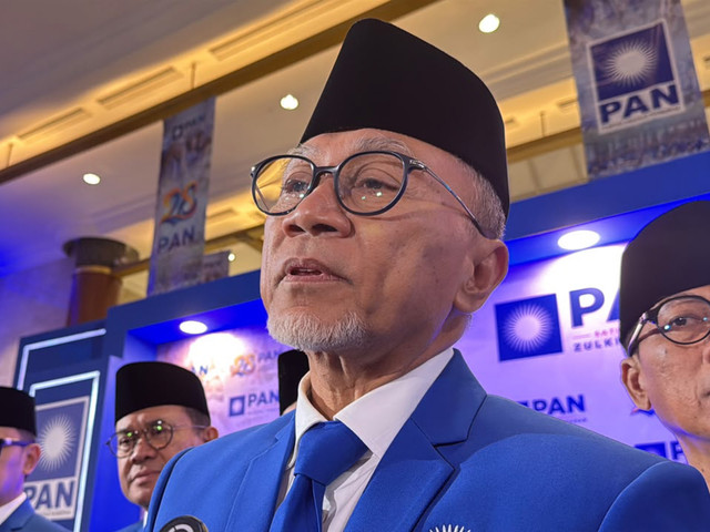 Ketua Umum Partai Amanat Nasional (PAN) Zulkifli Hasan saat ditemui wartawan usai acara puncak HUT ke-28 PAN di Plenary Hall, Jakarta Convention Center (JCC), Jakarta, Jumat (18/9/2026). Foto: Zahira Hilman/kumparan