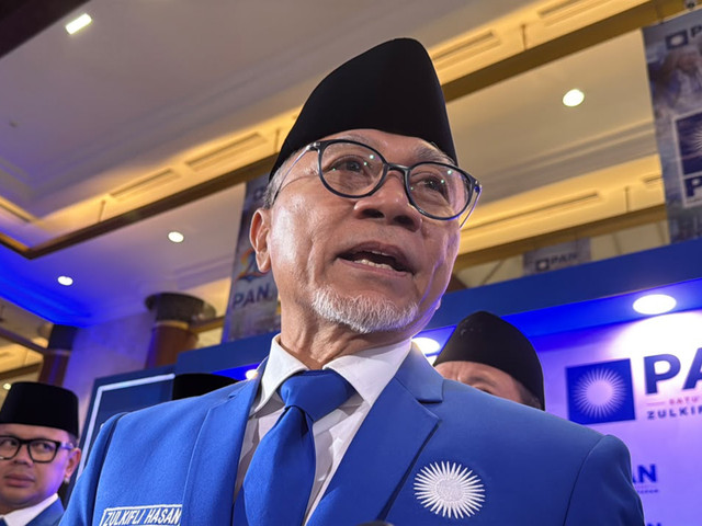 Ketua Umum Partai Amanat Nasional (PAN) Zulkifli Hasan saat ditemui wartawan usai acara puncak HUT ke-28 PAN di Plenary Hall, Jakarta Convention Center (JCC), Jakarta, Jumat (18/9/2026). Foto: Zahira Hilman/kumparan