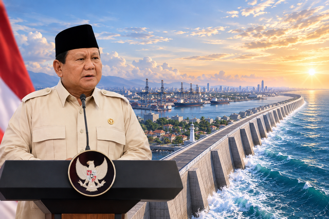 Foto: Ilustrasi Giant Sea Wall Indonesia (Diolah Oleh Penulis)
