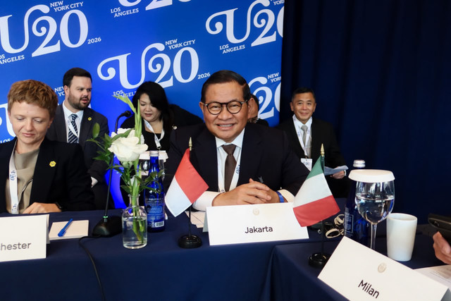 Gubernur DKI Jakarta Pramono Anung saat menghadiri U20 Mayors Summit 2026 di New York, Amerika Serikat, Minggu (20/9/2026). Foto: Dok. Pemprov DKI Jakarta