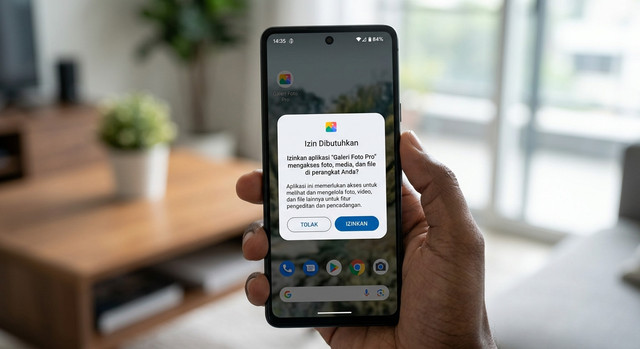 Ilustrasi notifikasi permintaan izin (permission pop-up) | Gemini AI