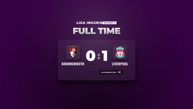 Hasil Liga Inggris: Liverpool Curi Tiga Poin di Markas Bournemouth