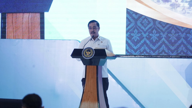 Menteri Imigrasi dan Pemasyarakatan (Menimipas) Agus Andrianto dalam Rapat Koordinasi Kemenimipas 2026 di Grand Mercure Jakarta Pusat, Senin (21/9/2026). Foto: Kemenimipas