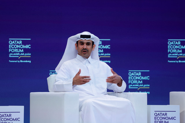 Menteri Energi Qatar Saad Sherida al-Kaabi berbicara dalam Qatar Economic Forum di Doha pada 20 Mei 2025. Foto: Karim Jaafar / AFP