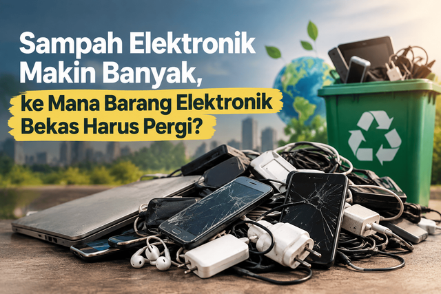 Tumpukan sampah elektronik dan perangkat bekas.Sumber: Dibuat dengan AI (ChatGPT/OpenAI).