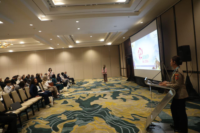 Polwan Indonesia ikuti International Association of Women Police (IAWP) Conference 2026 di Badung, Bali, untuk perkuat wawasan dan jejaring internasional dalam menangani kejahatan perdagangan orang. Foto: Dok. Polri