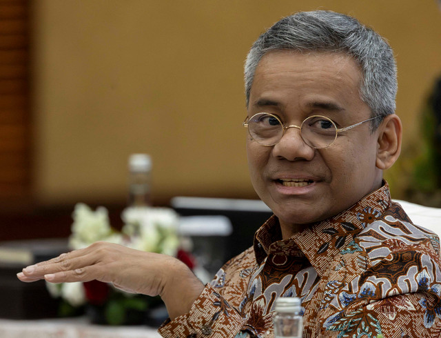 Menteri Keuangan Indonesia, Suahasil Nazara menjelaskan saat pengarahan anggaran di Kementerian Keuangan di Jakarta, Indonesia, Jumat (18/9/2026). Foto: Willy Kurniawan/REUTERS