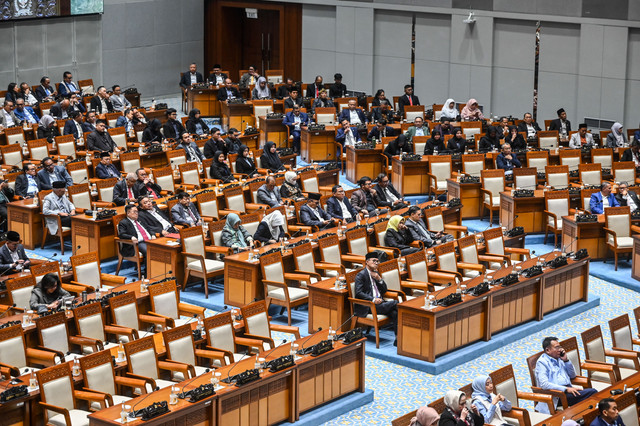 Suasana Rapat Paripurna Ke-6 DPR RI Masa Persidangan I Tahun Sidang 2026-2027 di Kompleks Parlemen, Senayan, Jakarta, Selasa (22/9/2026). Foto: Rivan Awal Lingga/ANTARA FOTO