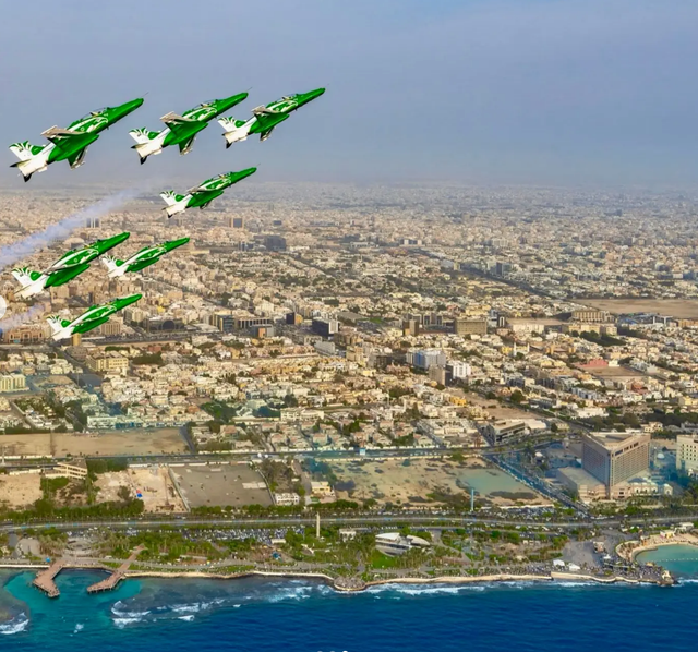 Airshow di Jeddah sambut Hari Nasional Saudi Ke-96 yang jatuh pada 23/9/2026. Foto: IG@jeddahamanah