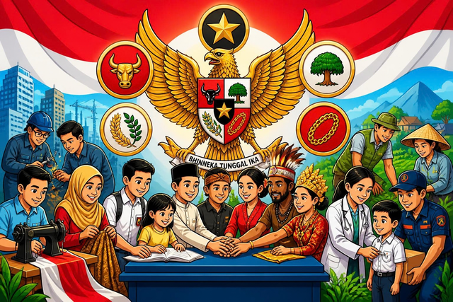 Gambar 1. Ilustrasi persatuan dalam kehidupan bernegara. Sumber: dibuat dengan Canva AI (2026).