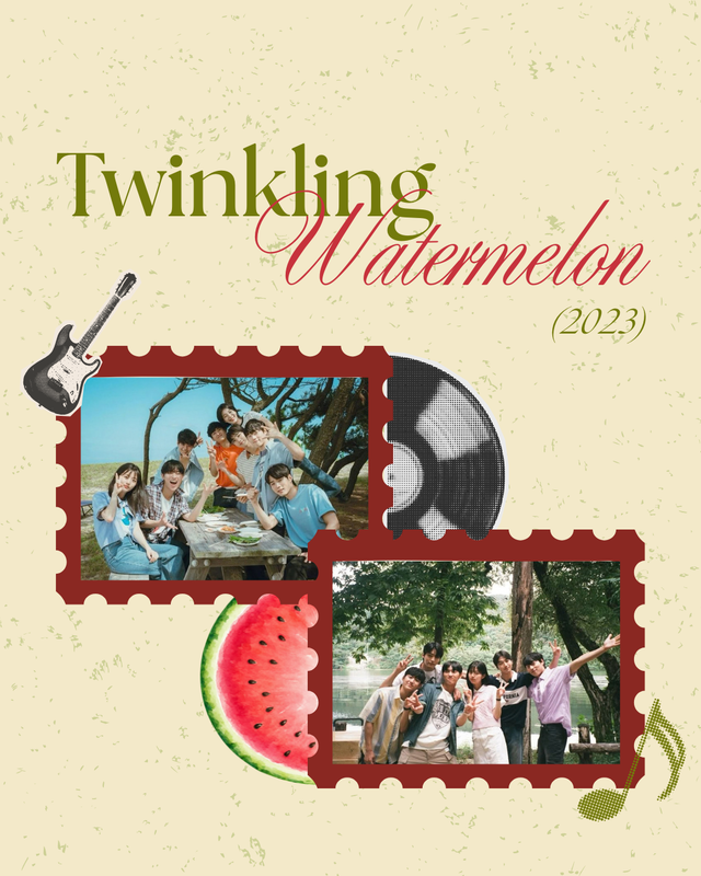 Visual pendukung resensi Twinkling Watermelon (2023). Desain: penulis melalui Canva.