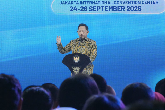 Mendagri Muhammad Tito Karnavian tekankan pentingnya peran aktif Pemda dalam pengendalian inflasi dan digitalisasi pelayanan publik saat FEKDI x IFSE 2026 di JICC, Jakarta, Kamis (24/9/2026). Foto: Dok. Kemendagri