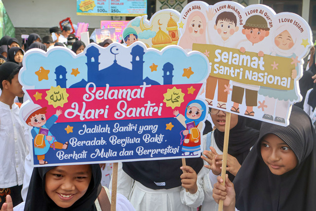 Ilustrasi Lirik Lagu Hari Santri Nasional 22 Oktober, Foto: ANTARA FOTO/Yulius Satria Wijaya/kumparanNEWS