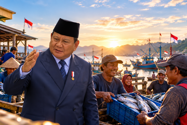 Foto: Ilustrasi Presiden Prabowo dan Nelayan Indonesia (Diolah Oleh Penulis)