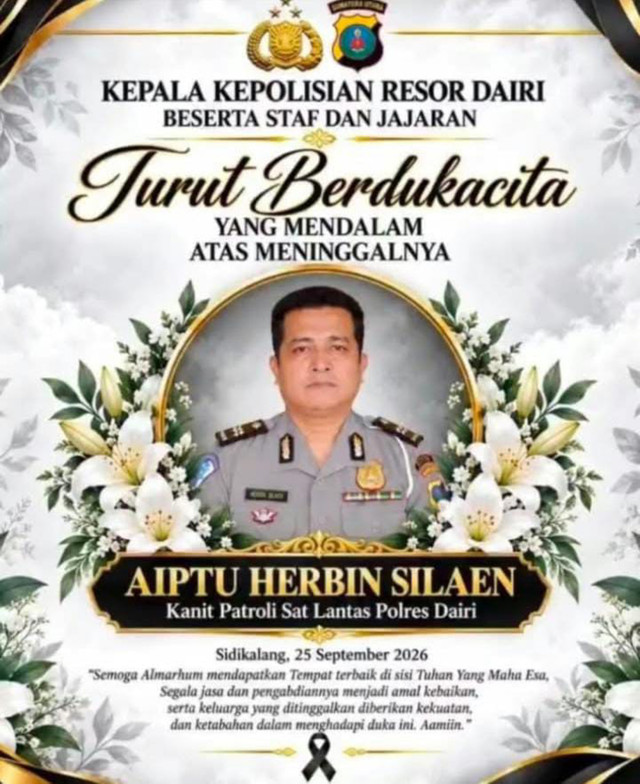 Aiptu Herbin meninggal usai evakuasi korban kebakaran di Dairi, Sumatera Utara. Foto: Dok. Istimewa