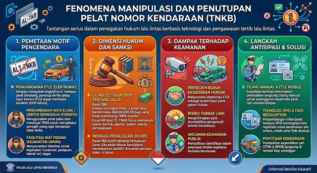 Fenomena manipulasi dan penutupan pelat nomor kendaraan. Foto: Dok. Istimewa