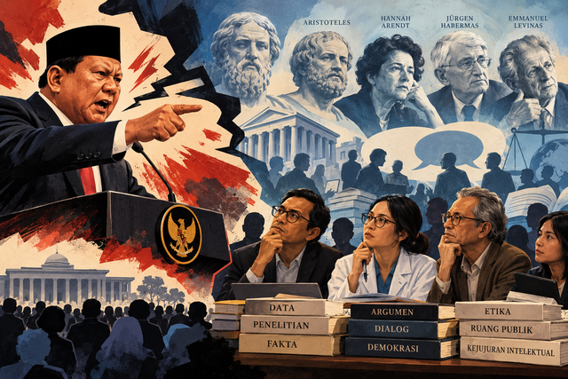 Ilustrasi Ketika Presiden dan Pakar Berdebad (Foto: chatGPT/Pormadi)
