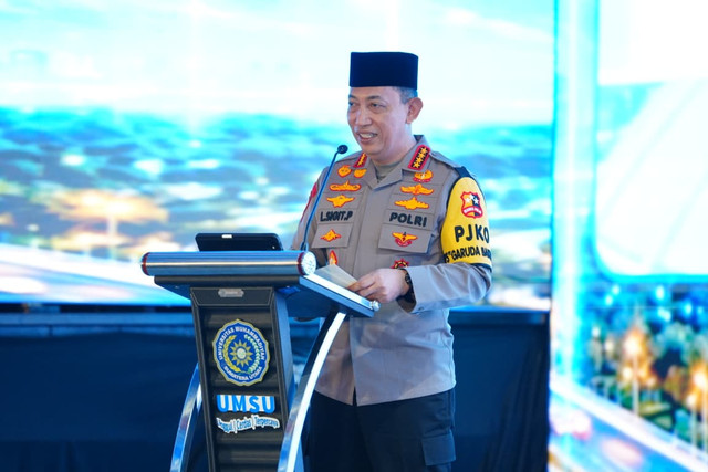 Kapolri Jenderal Pol Listyo Sigit Prabowo menghadiri Pengenalan Kehidupan Kampus bagi Mahasiswa Baru (PKKMB) Universitas Muhammadiyah Sumatera Utara (UMSU) Tahun 2026 di Medan, Sumatera Utara, Senin (28/9/2026). Foto: Polri