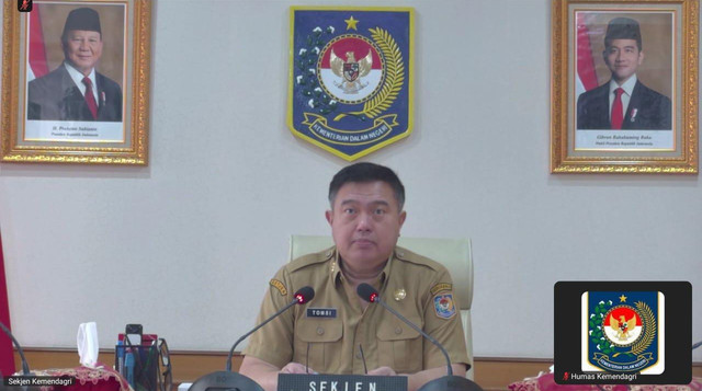 Sekjen Kemendagri Tomsi Tohir tekankan pentingnya kepemimpinan adaptif dan kolaboratif bagi ASN dalam menghadapi era disrupsi dan ekspektasi publik yang tinggi pada PKA dan PKP Gelombang V, Senin (28/9/2026). Foto: Kemendagri RI