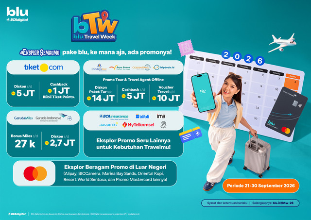 Banyak promo menggiurkan untuk liburan lebih hemat di blu Travel Week 2026. Foto: dok. Istimewa.