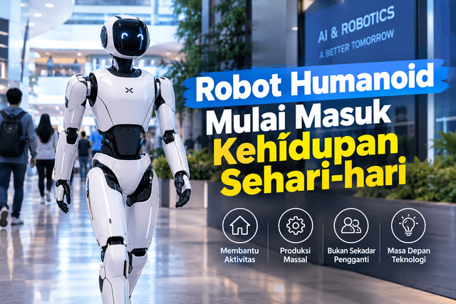 Ilustrasi robot humanoid yang dirancang untuk membantu berbagai aktivitas manusia dalam kehidupan sehari-hari.Sumber: Ilustrasi dibuat dengan AI oleh ChatGPT.