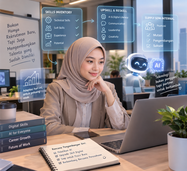 AI mengubah dunia kerja, tetapi bukan berarti talenta lama harus tergantikan. (sumber: Generate AI)