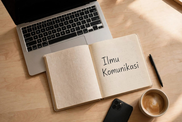 Ilustrasi seorang mahasiswa Ilmu Komunikasi yang sedang belajar dan merenungkan tentang komunikasi dalam hubungan. (Foto: Dok. Pribadi)
