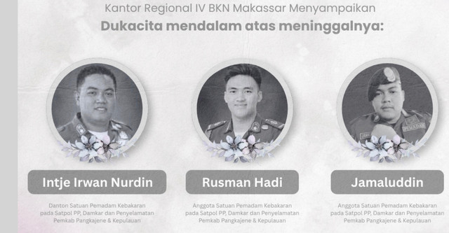 Petugas Damkar Pangkep meninggal kecelakaan. Dok: BKN Makassar