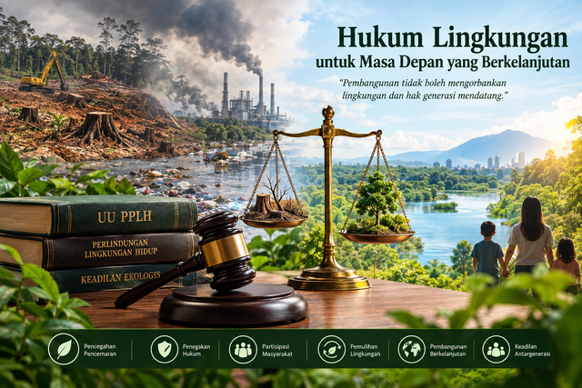 Ilustrasi hukum lingkungan guna memperhatikan hak generasi mendatang. Foto: Generate by AI