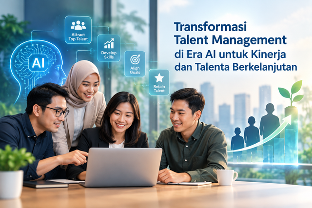 Transformasi Talent Management di era AI mendorong perusahaan untuk mengelola kinerja, mengembangkan kompetensi, memberikan feedback yang efektif, serta mempertahankan talenta secara berkelanjutan. Sumber: Ilustrasi dibuat dengan bantuan Artificial Intelligence (AI), 2026.