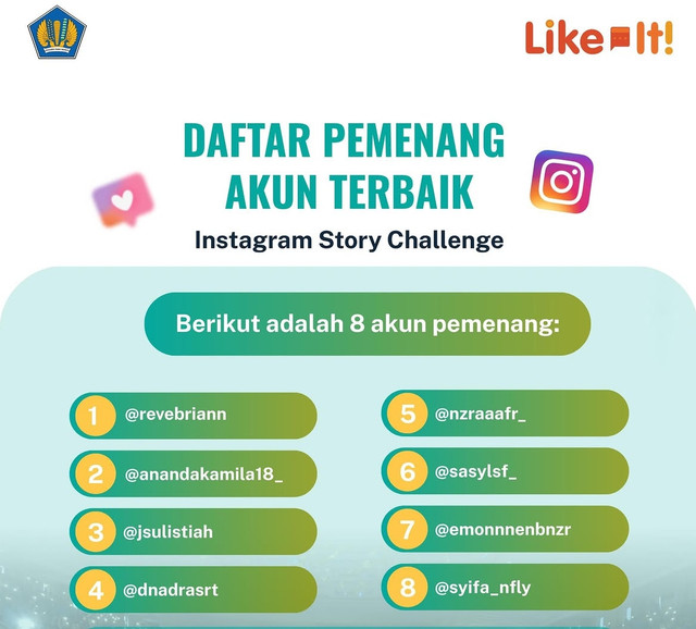 Ilustrasi pemenang instagram story challenge. (Sumber: instagram @djspskkemenkeu). 