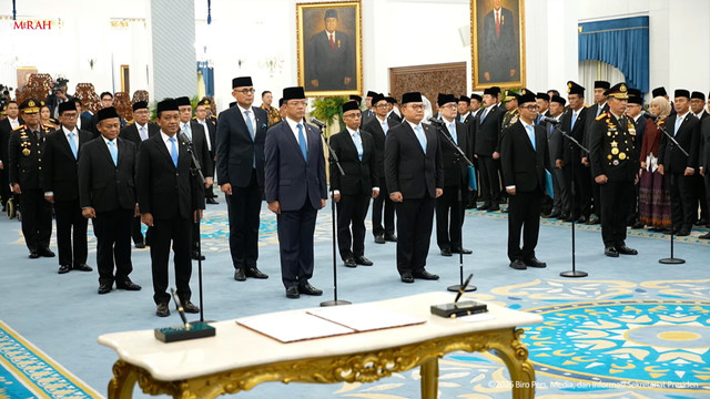 Pelantikan dan pengucapan sumpah pejabat negara, Istana Negara, Jakarta, Kamis (1/9/2026). Foto: YouTube/ Sekretariat Presiden